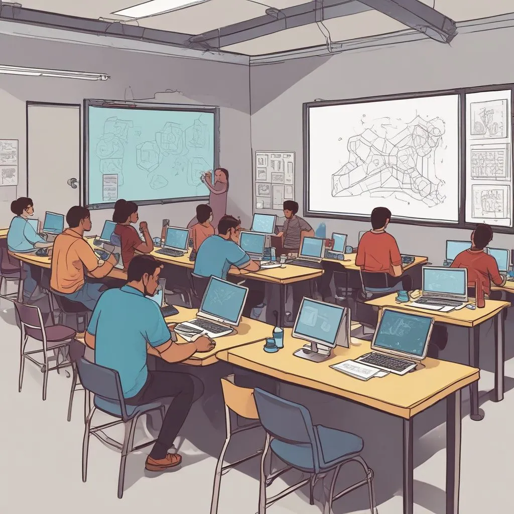 Data Science classroom or students working on projects