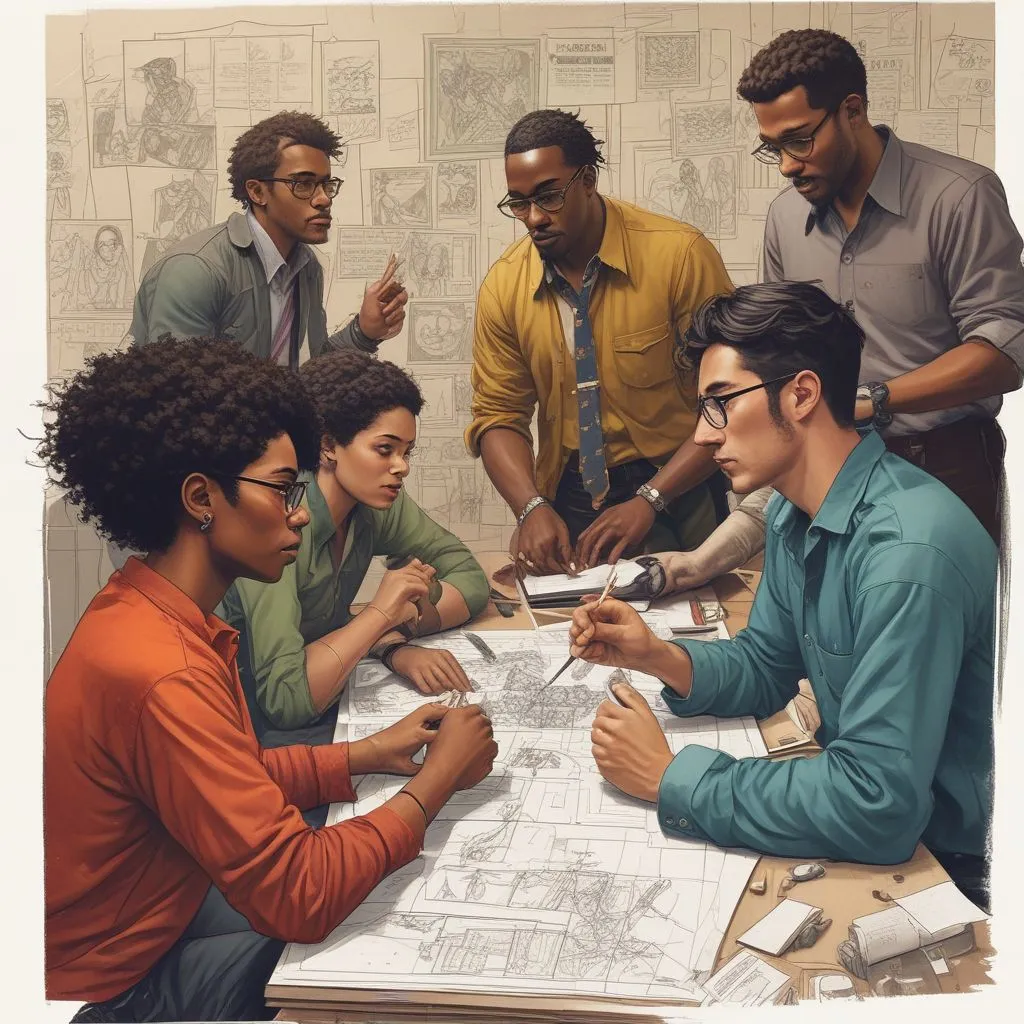 diverse individuals collaborating on a project