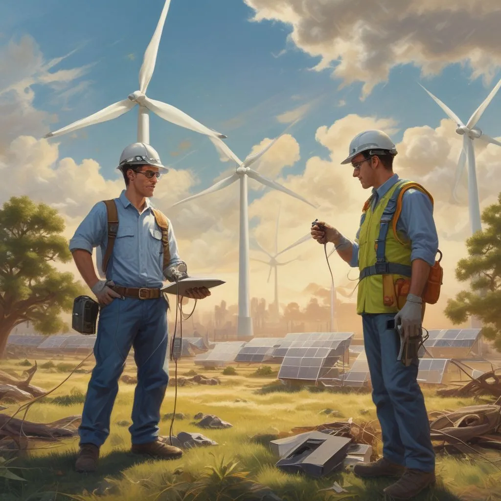 Engineers collaborating on renewable energy projects