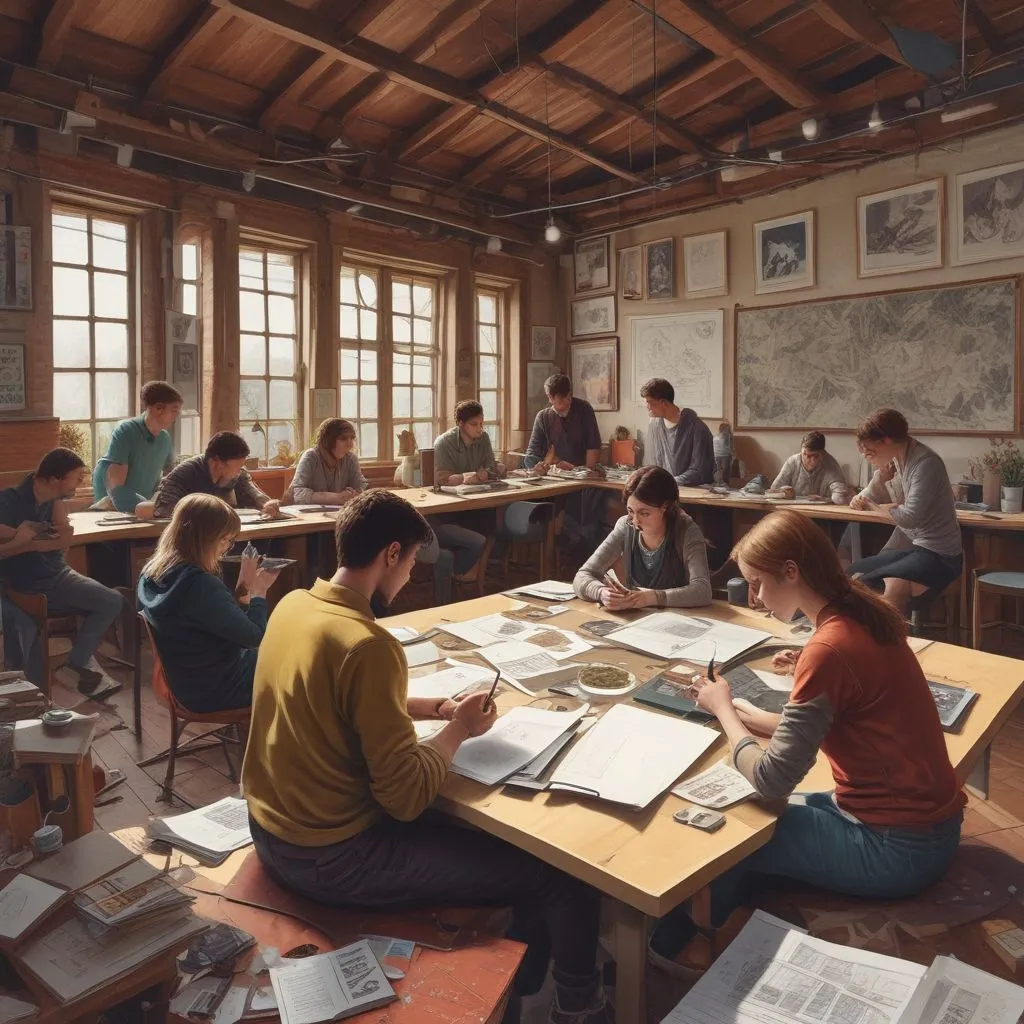 German university students collaborating on projects
