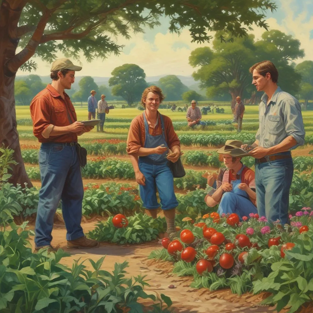 Graduates discussing sustainable agriculture practices