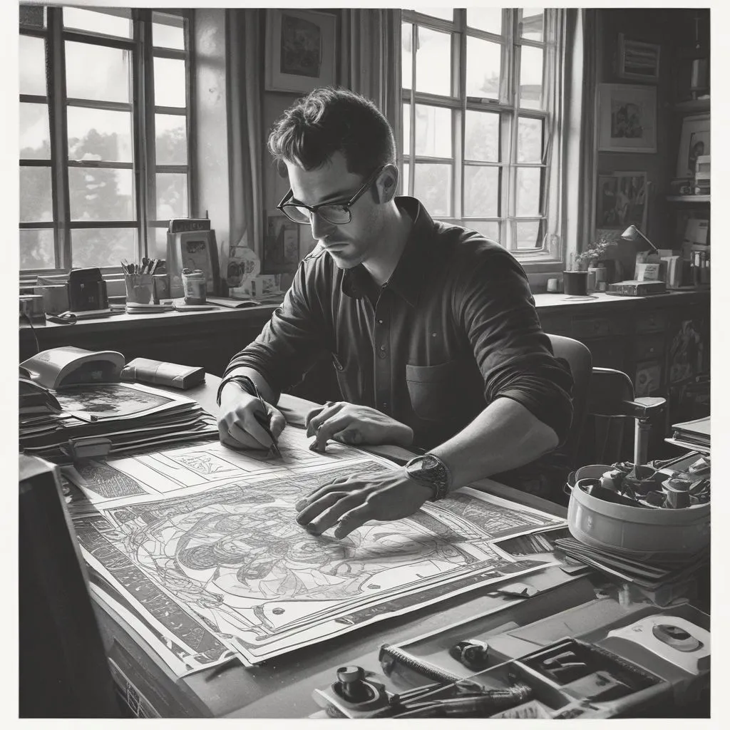 graphic designer at work on a design project