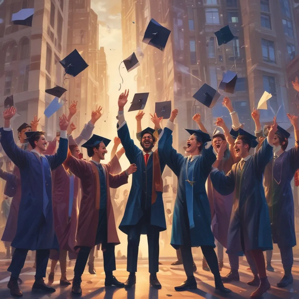 Group of graduates celebrating job offers