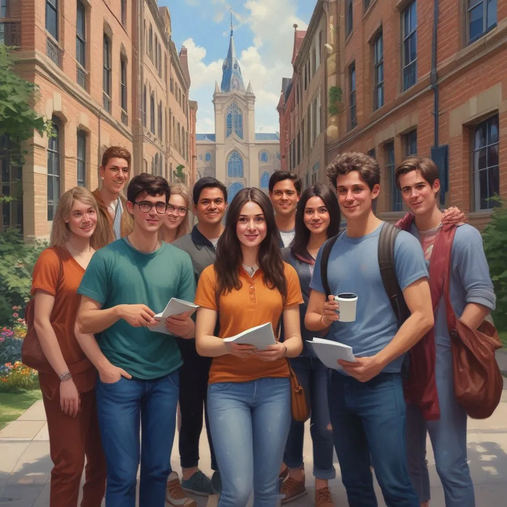 group of international students at a university