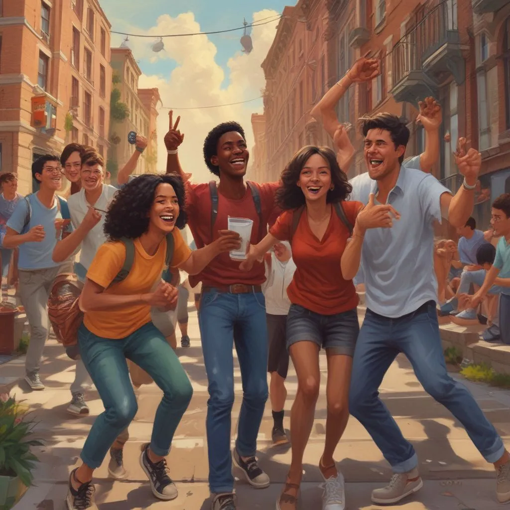 Group of international students having fun together