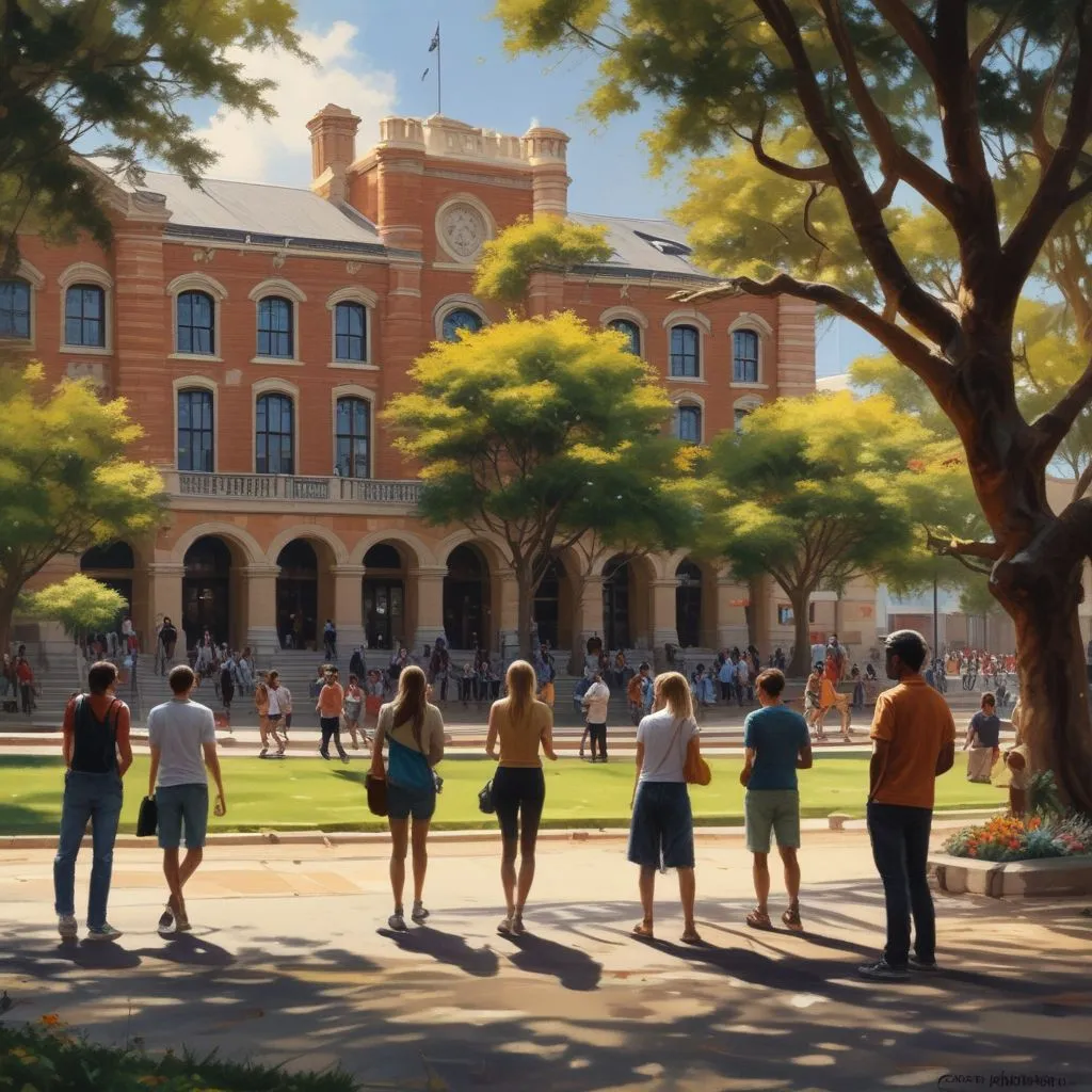 Group of students on a university campus in Australia