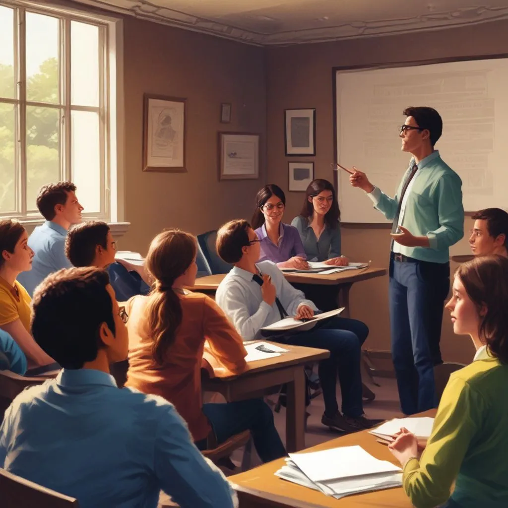 group of students practicing public speaking