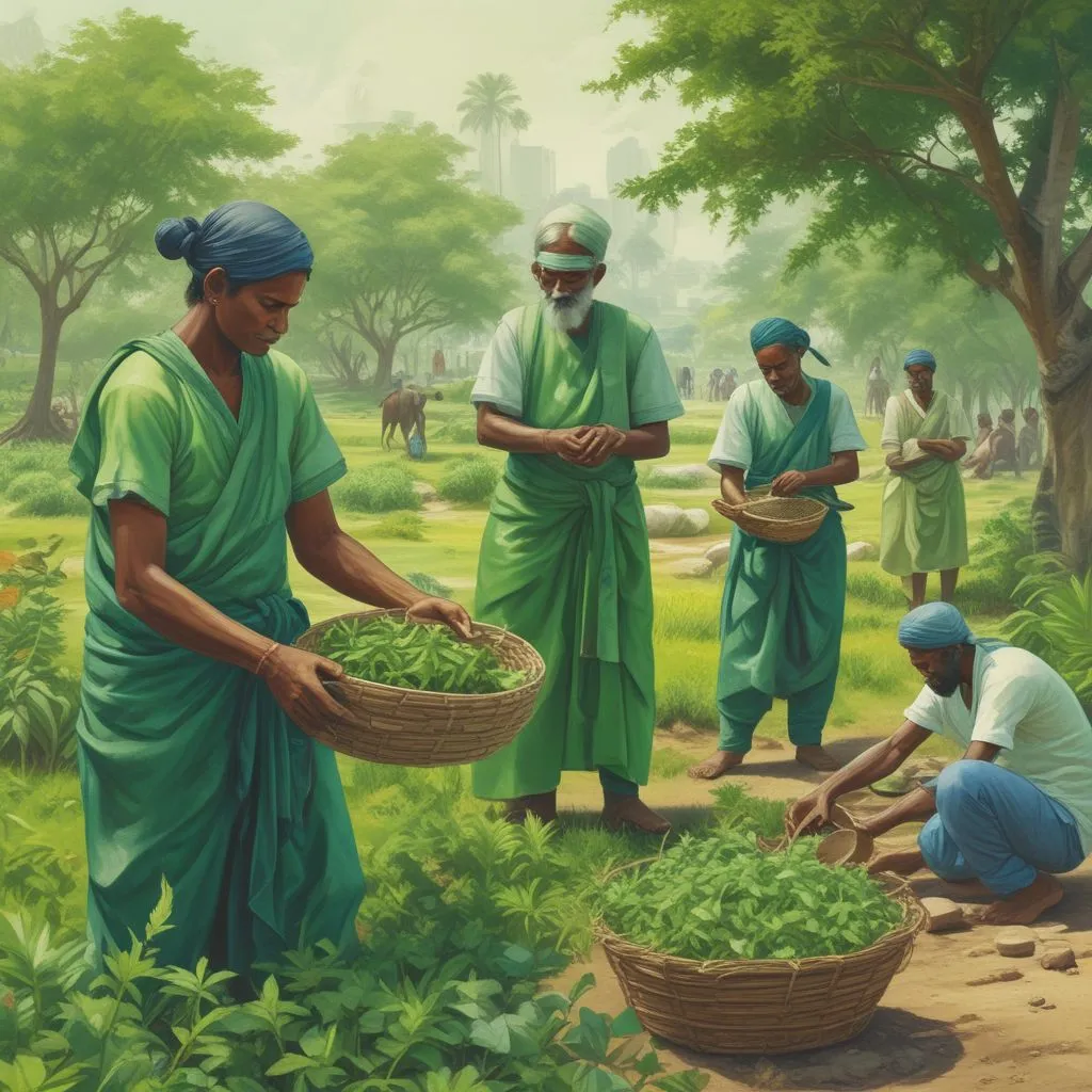 Illustration of various green jobs in India