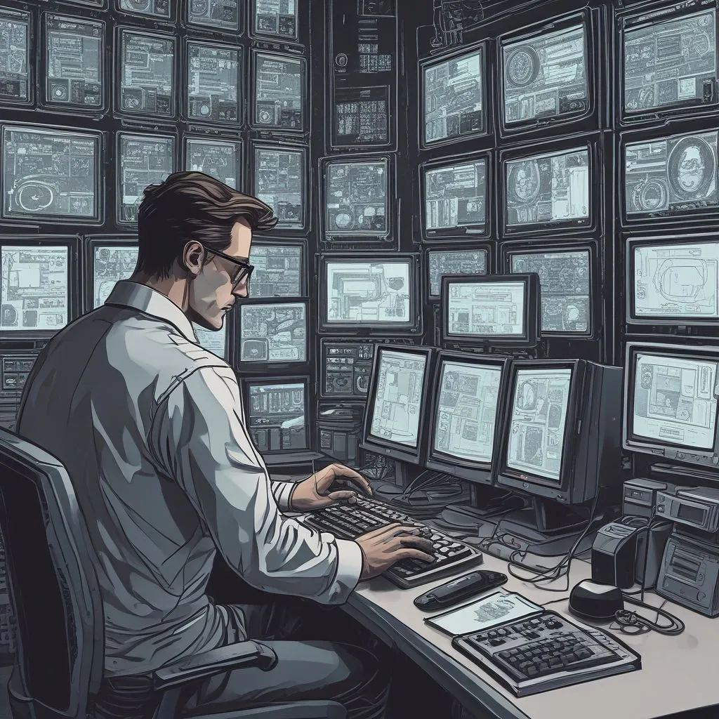 image of a cybersecurity expert monitoring systems