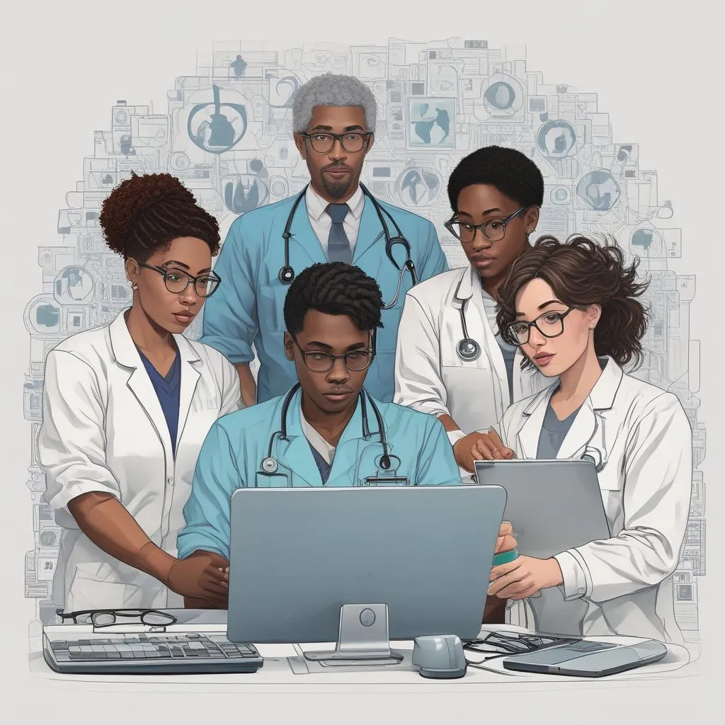 Image of a diverse team working on digital health solutions