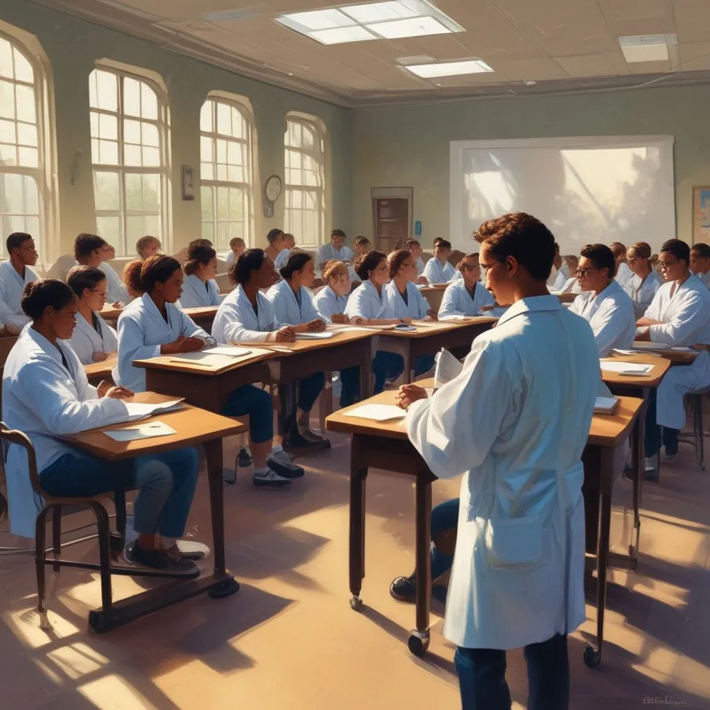 Image of a medical class in session with diverse students