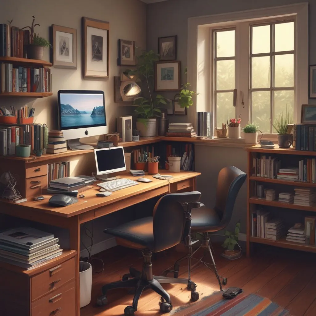 Image of a well-organized home office setup