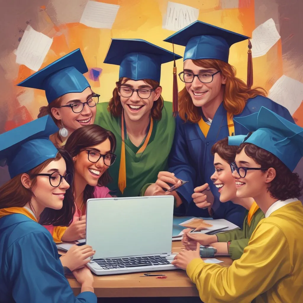 image of graduates collaborating online