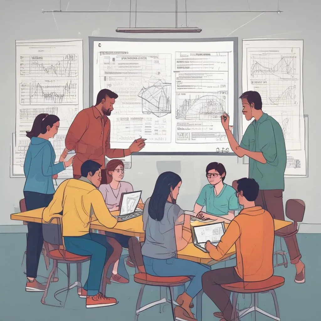 Image of students collaborating on data science projects