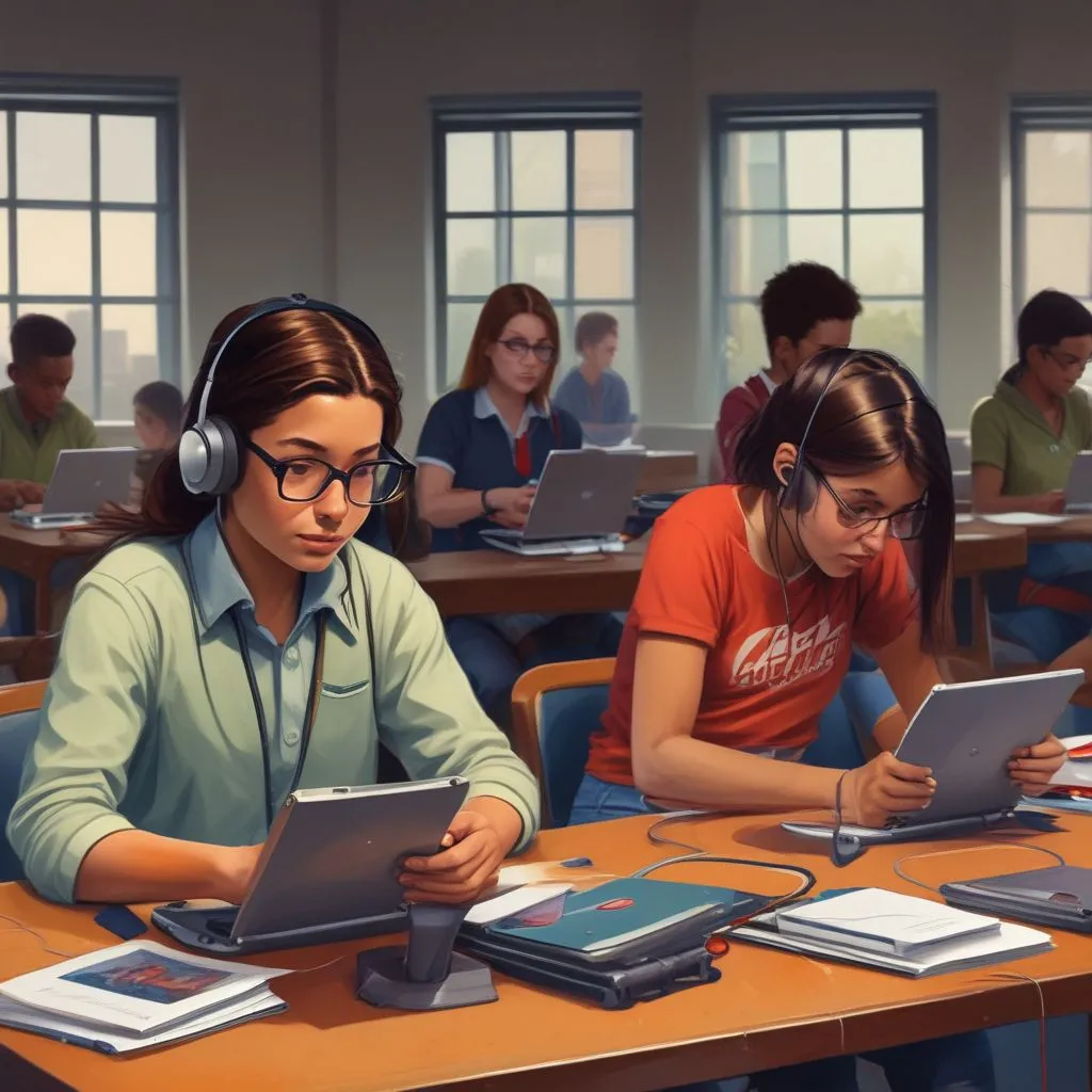 image of students using technology for education