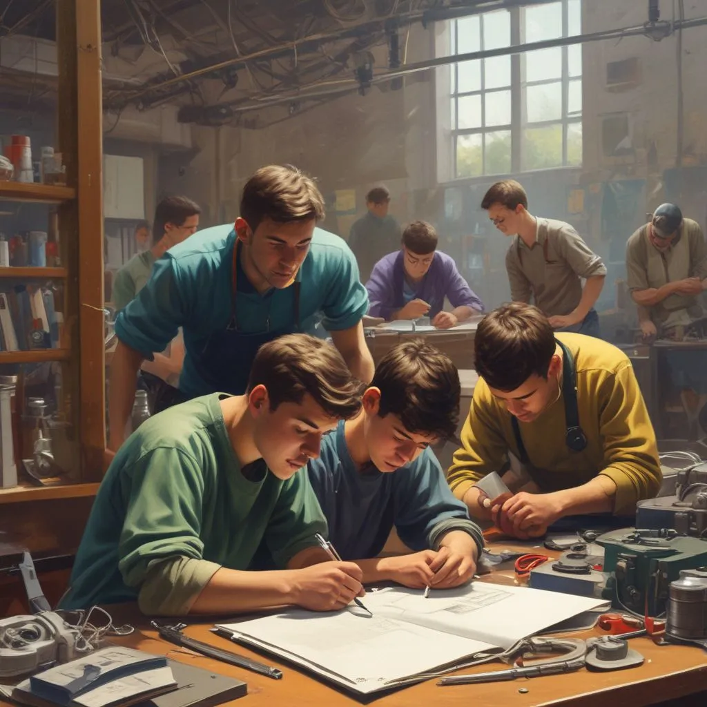 Image of students working on engineering projects