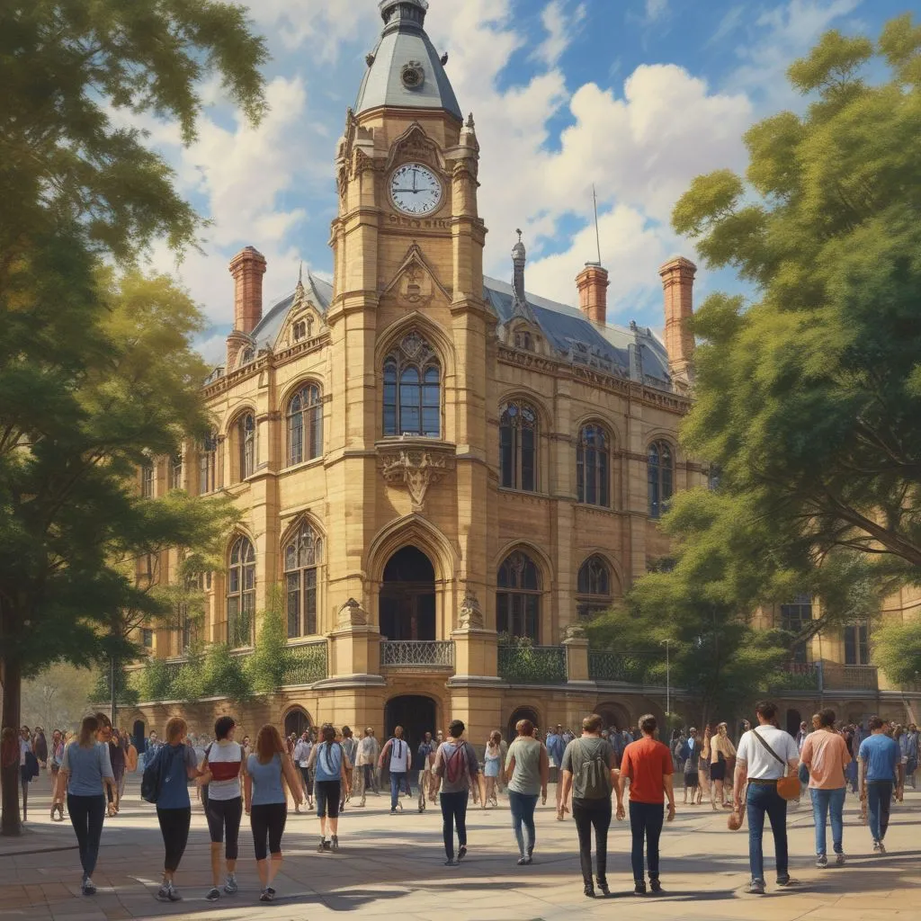 image of University of Melbourne with students