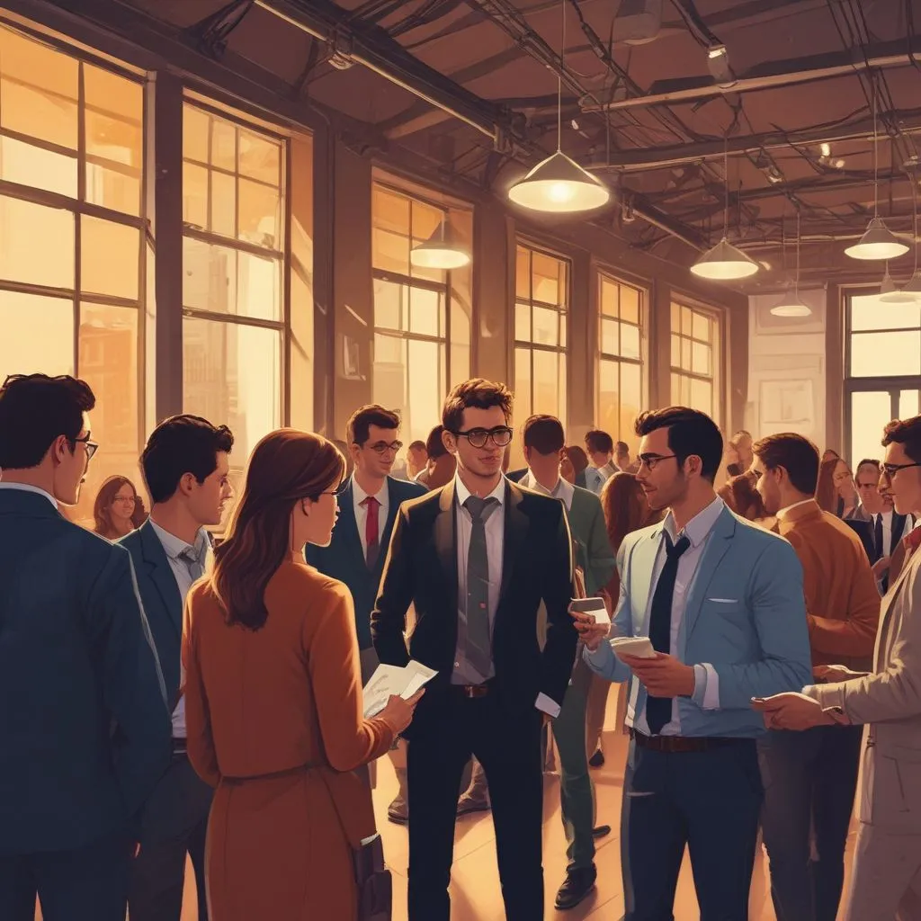 image of young professionals networking at a startup event