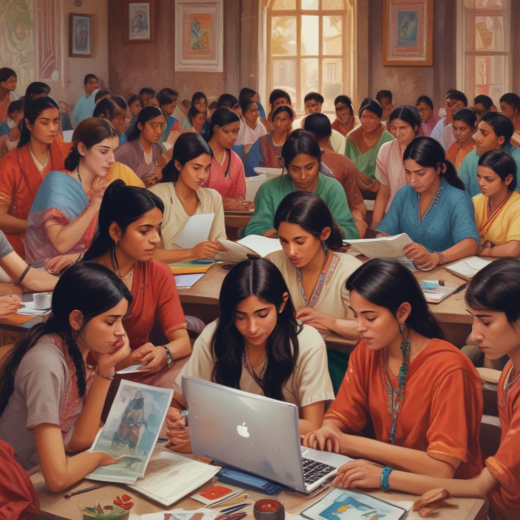 Indian students participating in online workshops