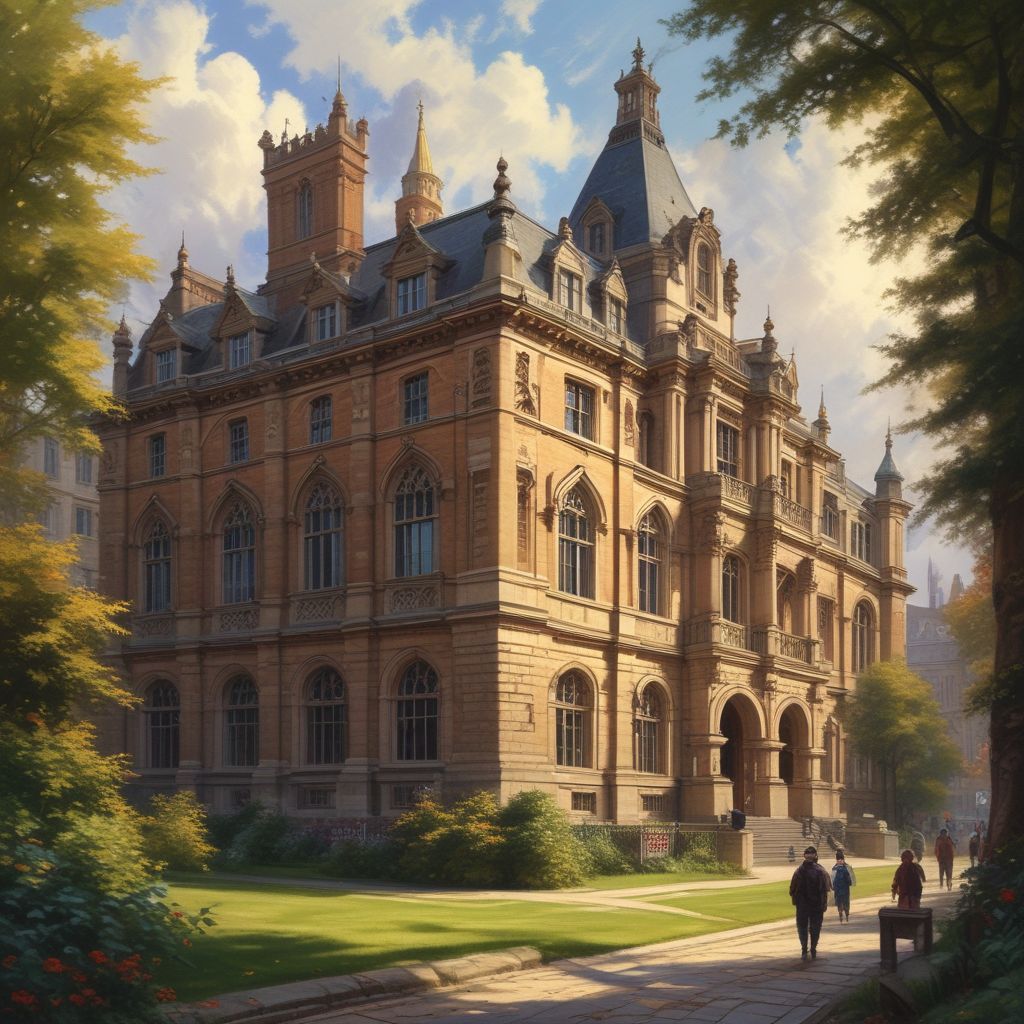 Image of British university with historical architecture