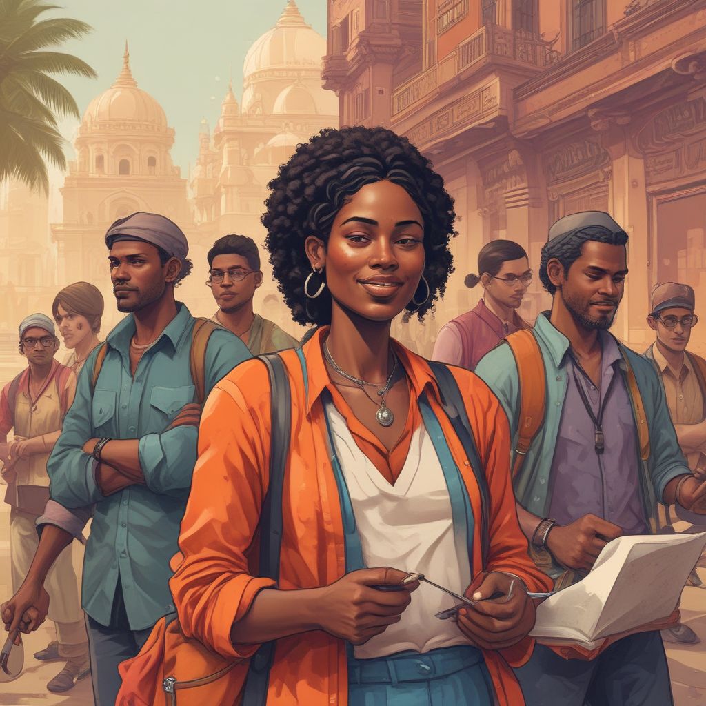 Illustration of a diverse group of gig workers in India