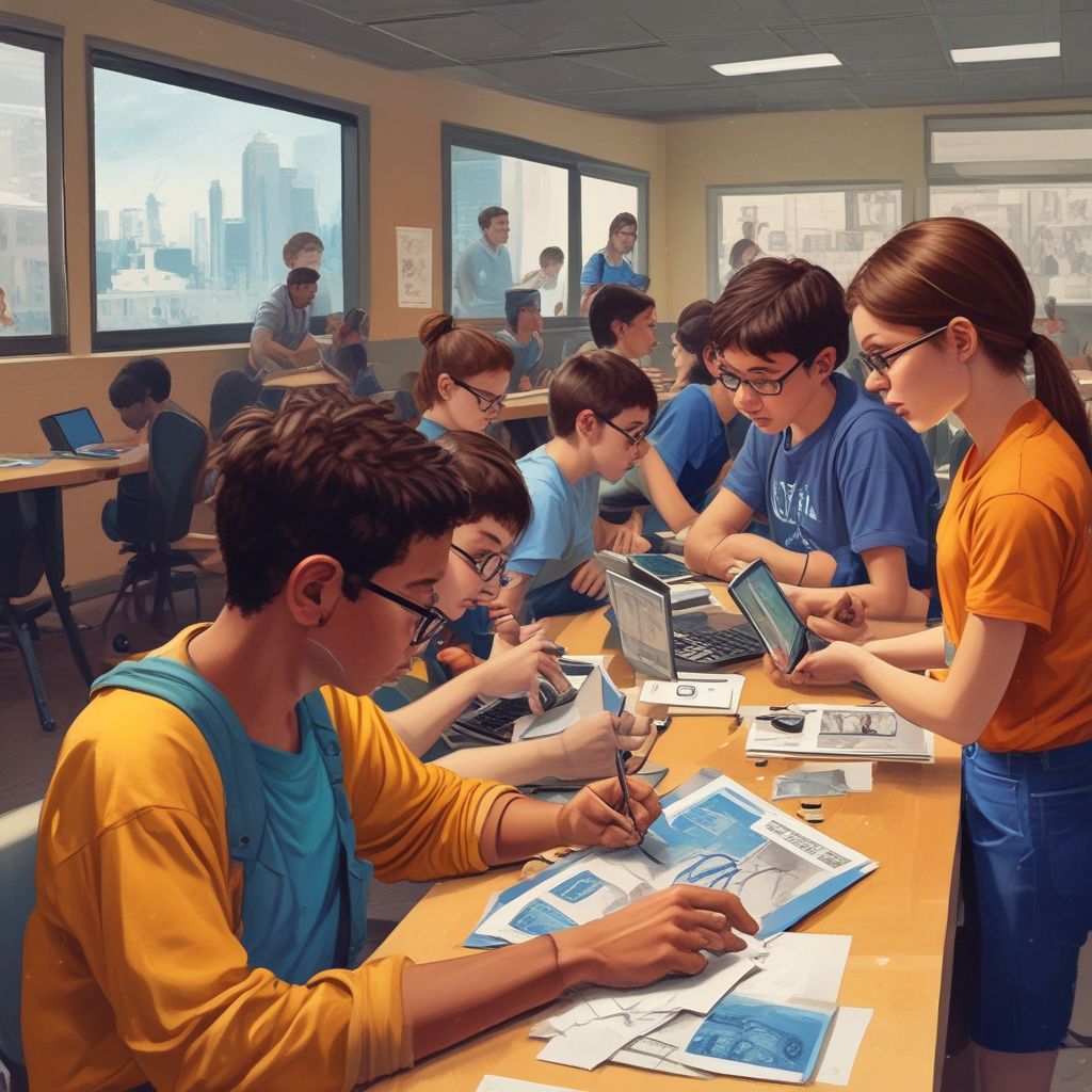 students engaging in tech learning