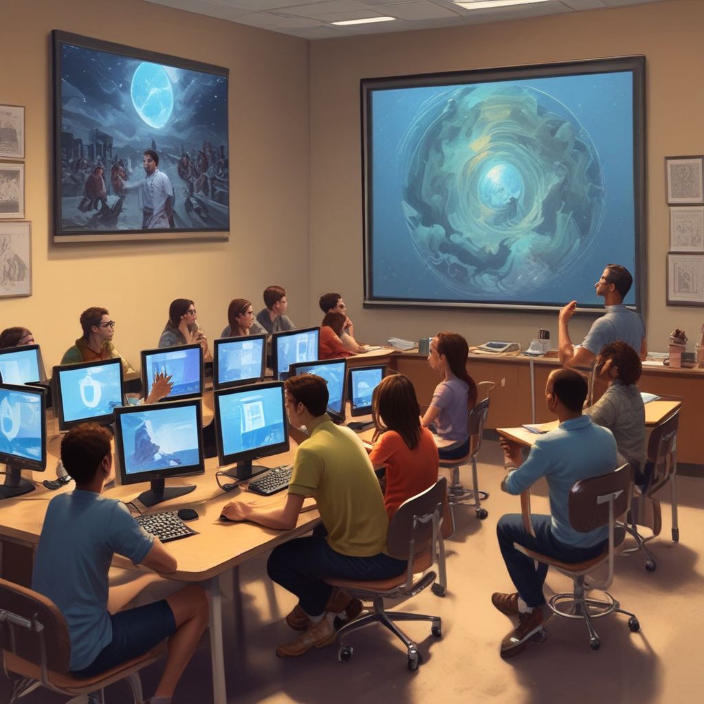 students engaged in a virtual classroom setting
