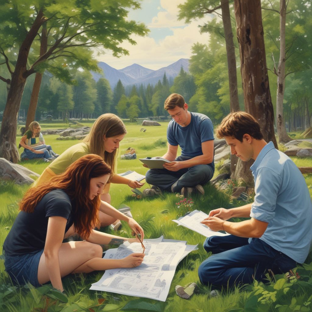 students studying environmental science outdoors