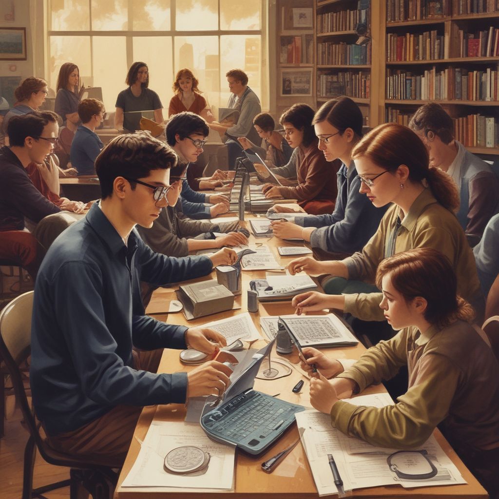 students using technology in humanities research