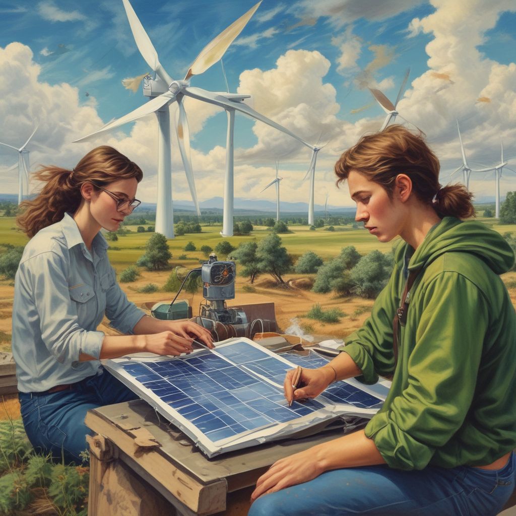 students collaborating on renewable energy projects