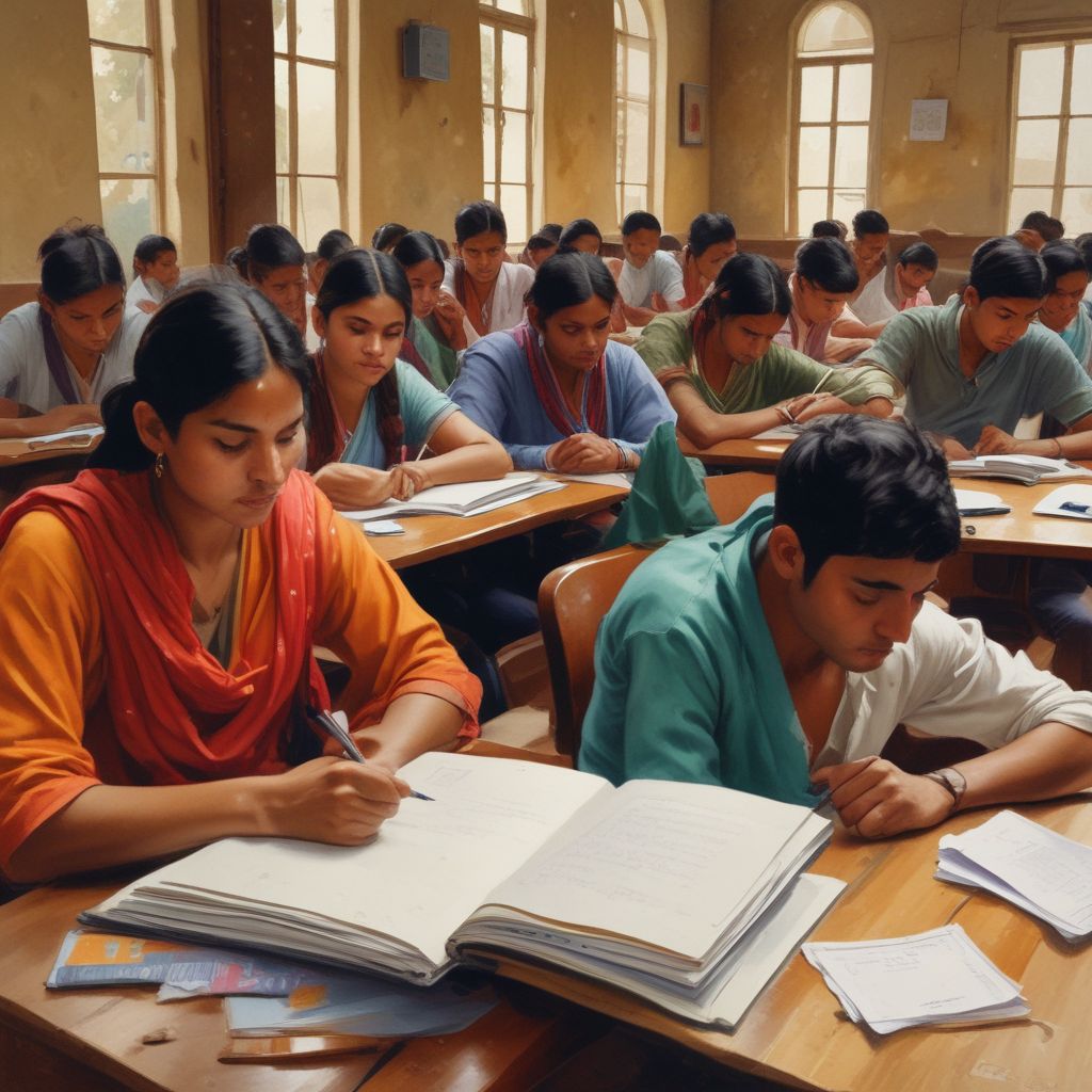 Indian students studying abroad in a classroom