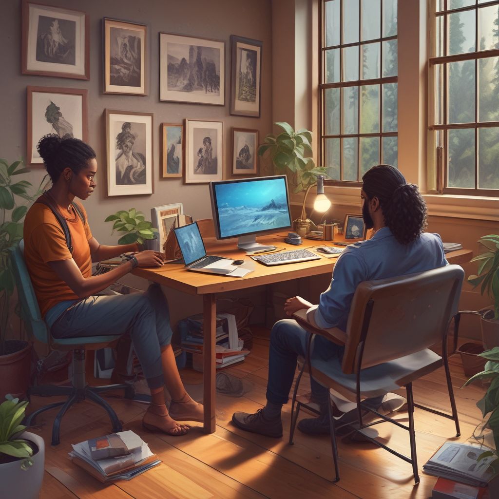 Remote work environment with diverse professionals