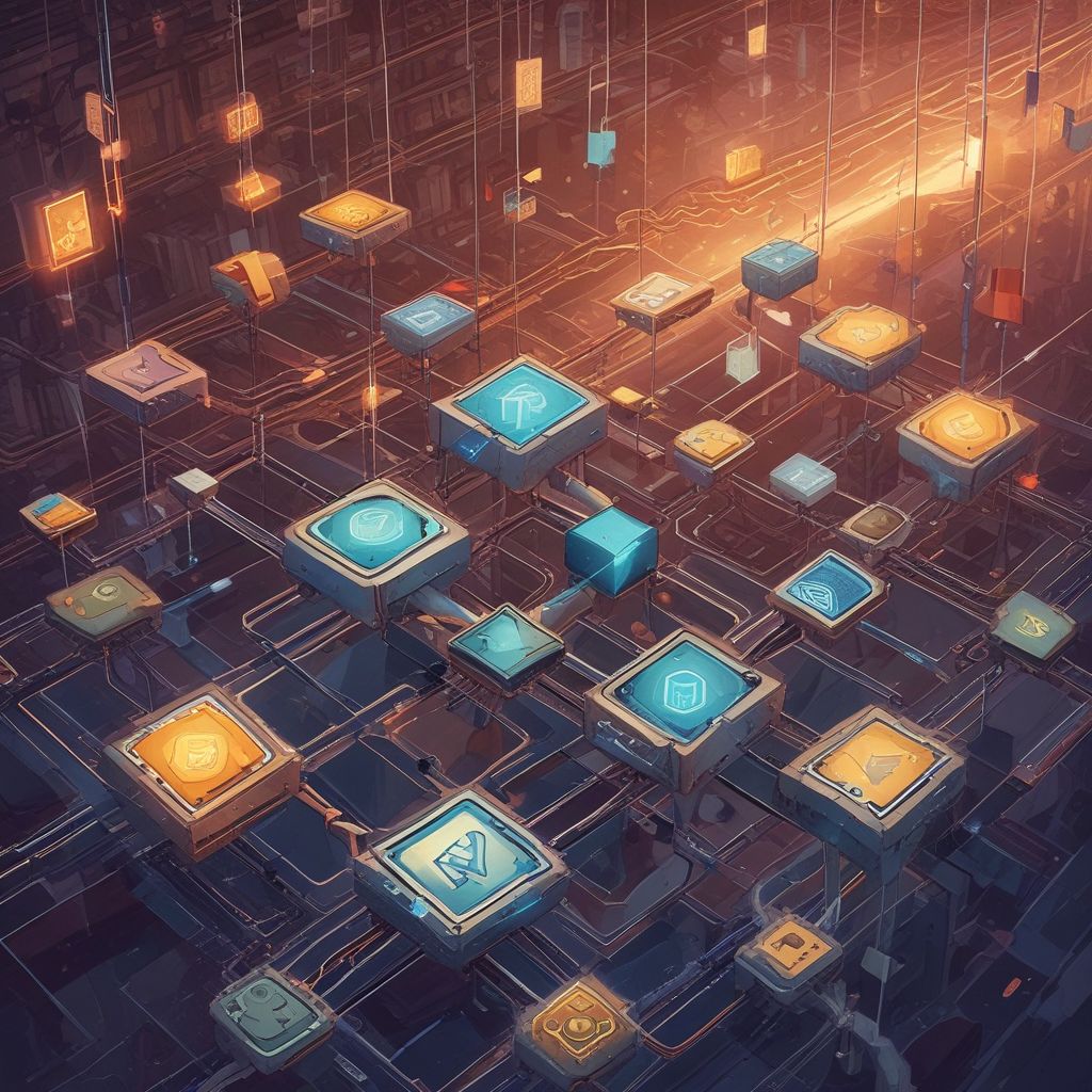 blockchain technology concept with digital transactions
