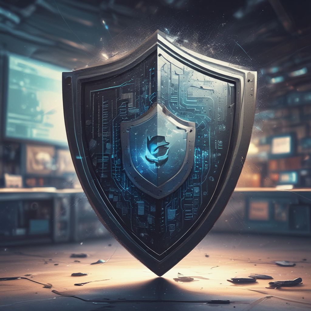 cybersecurity shield with digital background