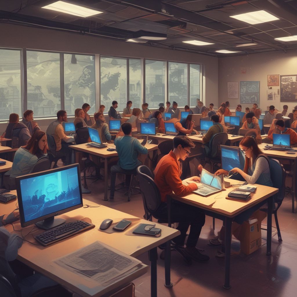 cybersecurity classroom or students studying