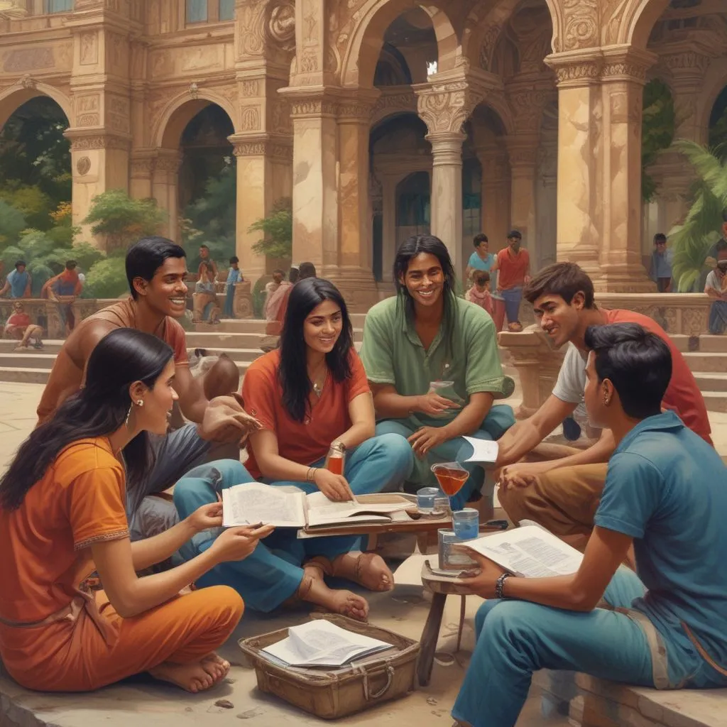 Group of Indian students discussing study abroad options