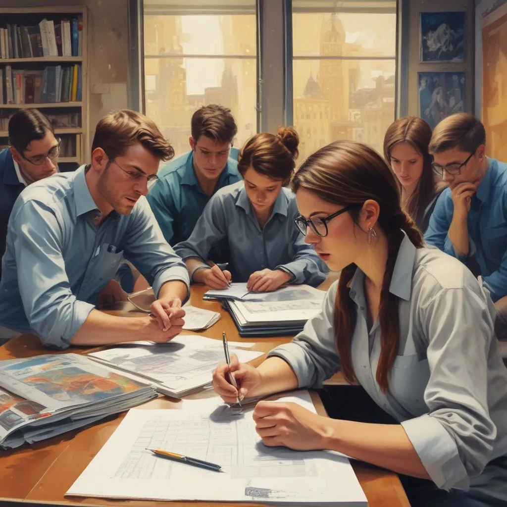 students collaborating in an international workplace