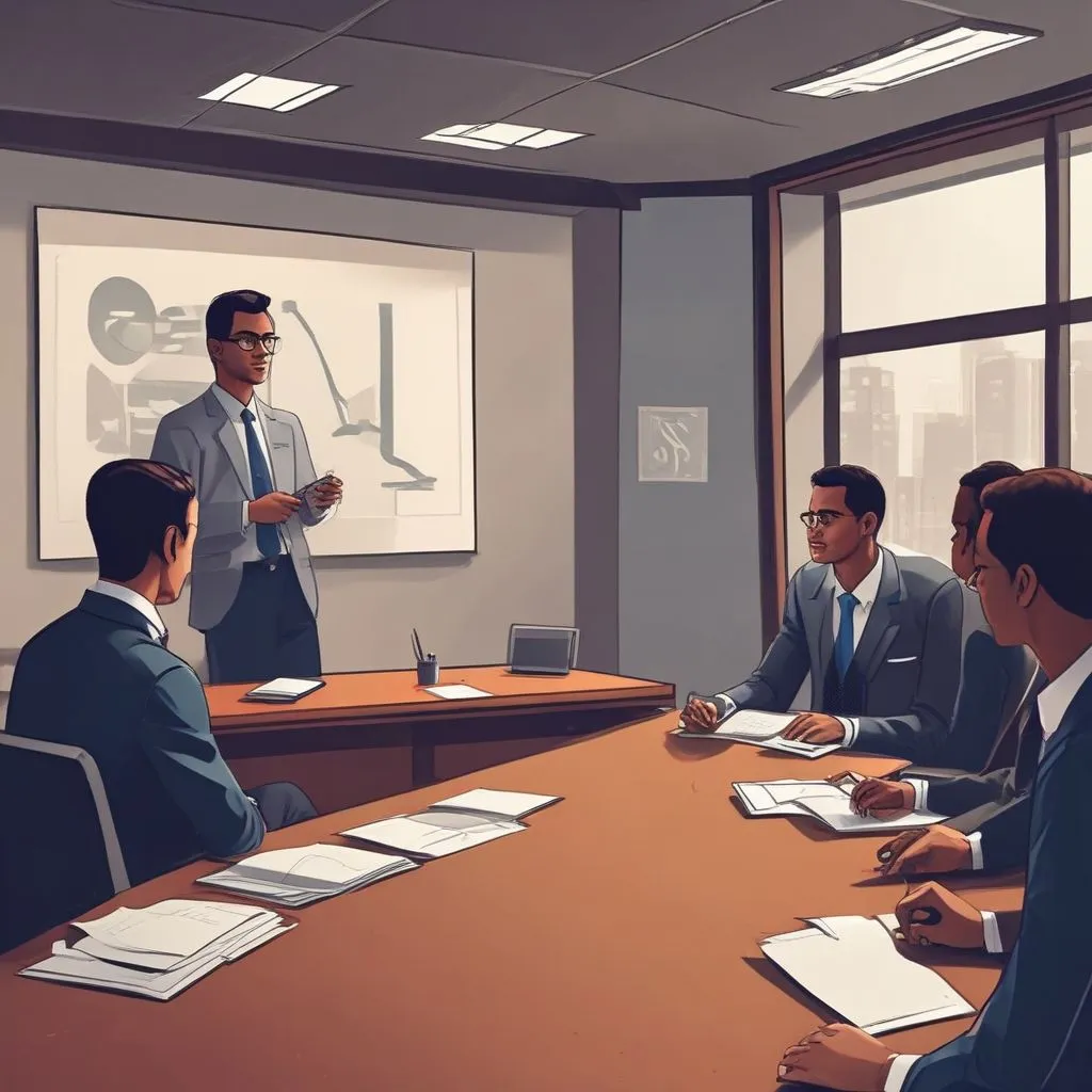 Indian graduate giving a presentation in a boardroom with a PSU logo on screen, confident posture