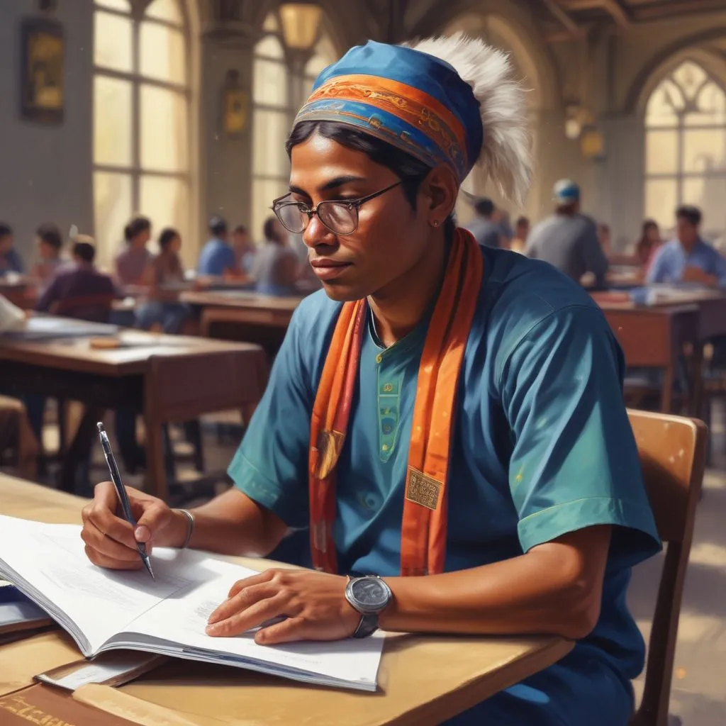 Indian graduate studying for recruitment tests