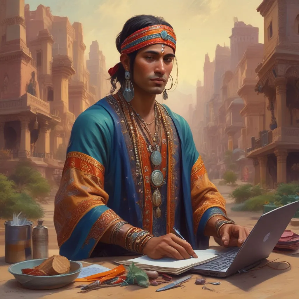 Indian graduate taking an online course