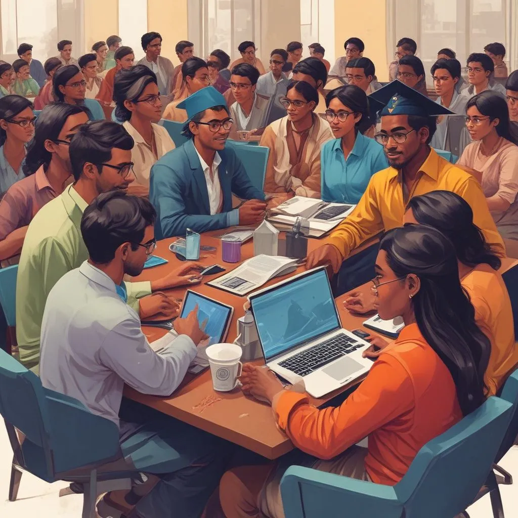 Indian graduates engaging in virtual meetings