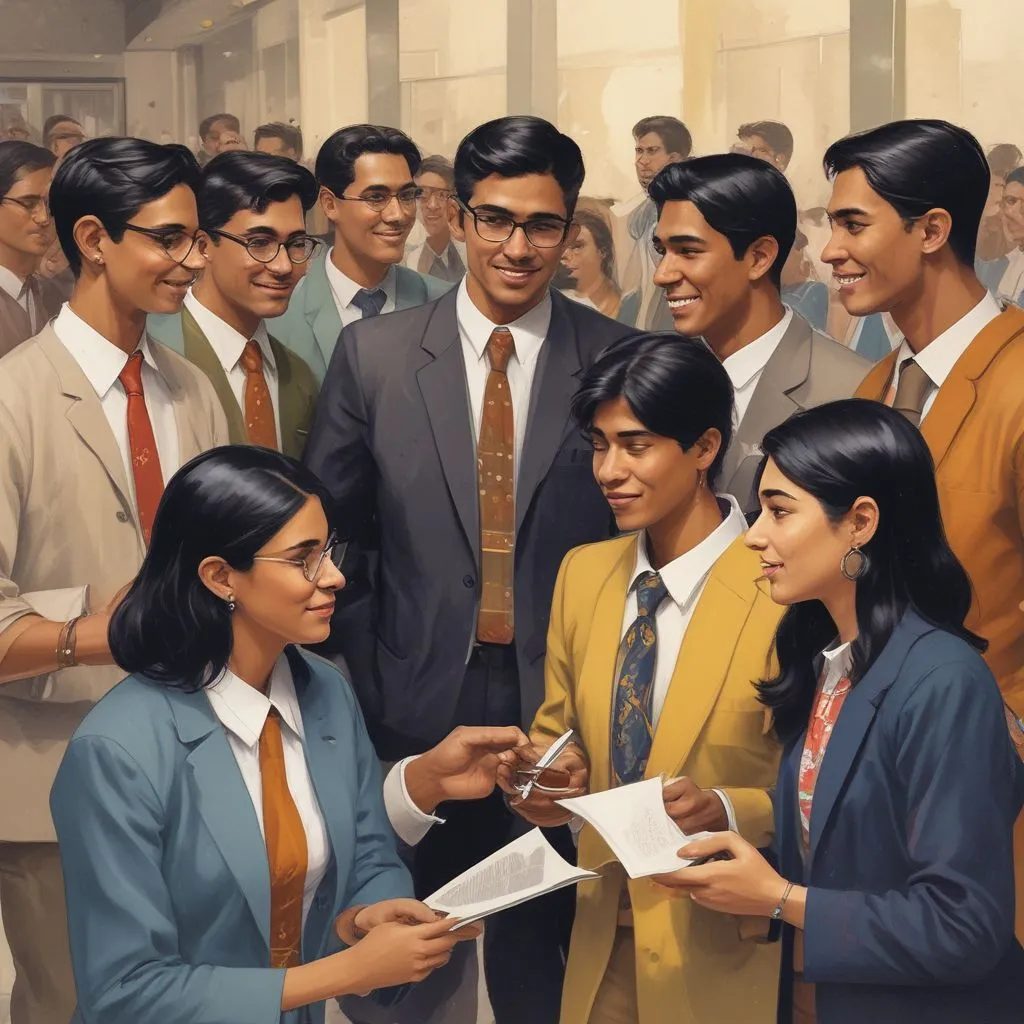 Indian graduates networking at an event