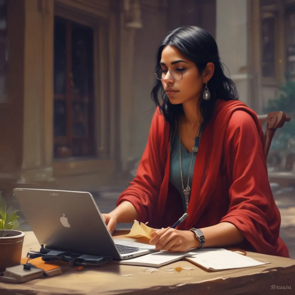 Indian student studying online