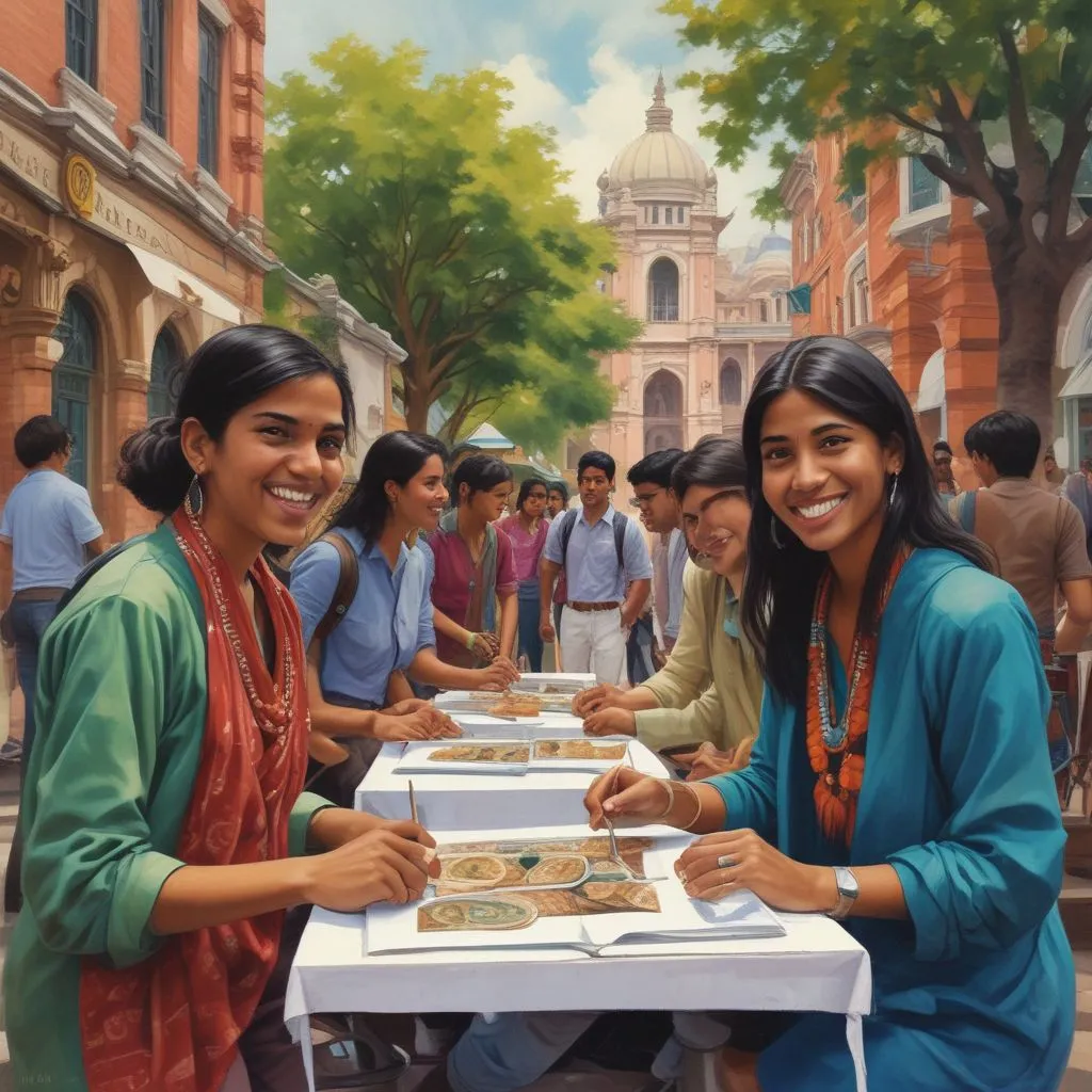 Indian students at a study abroad fair