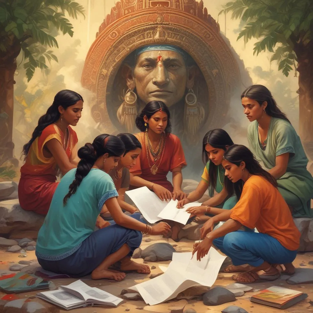 Indian students collaborating in a group project