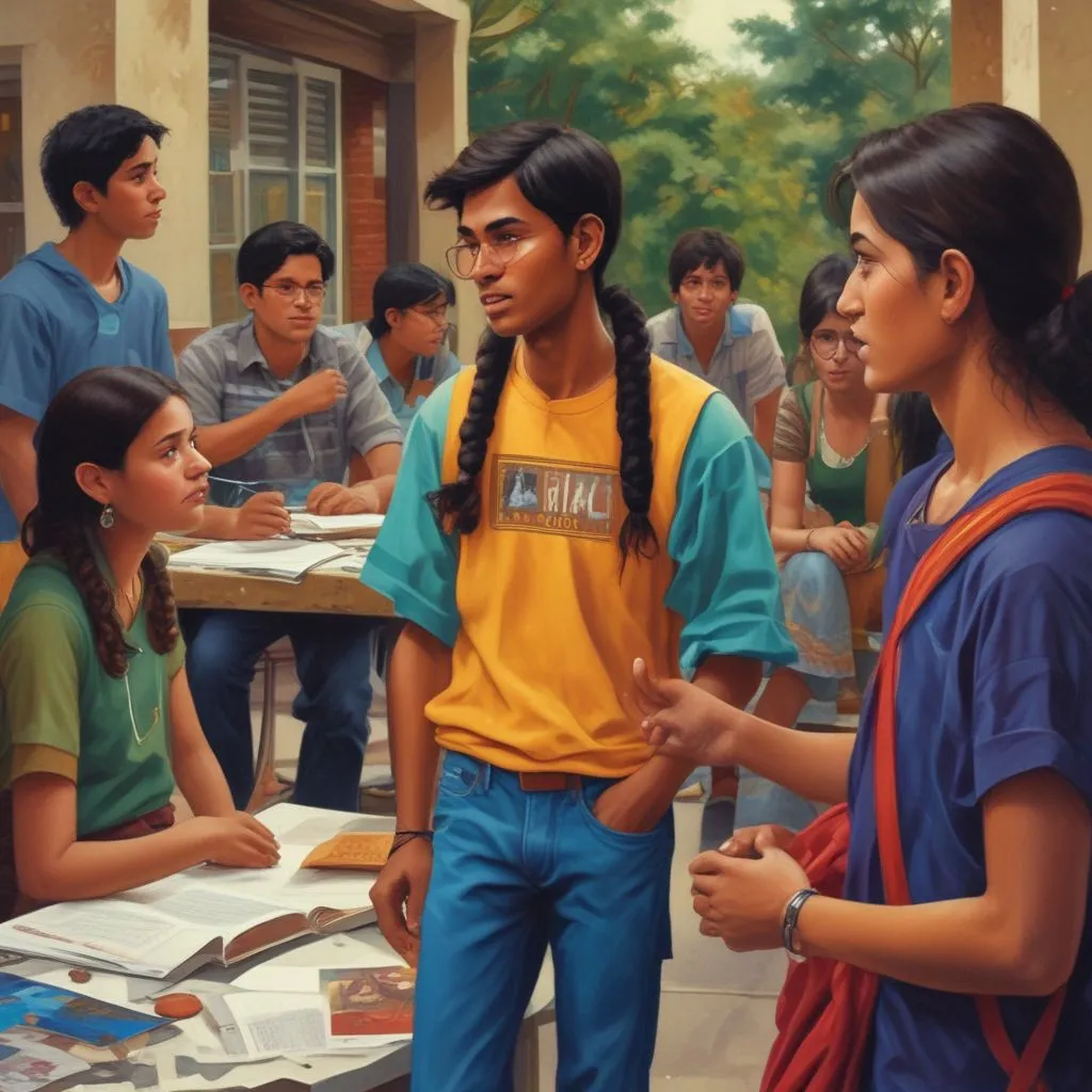Indian students discussing college choices