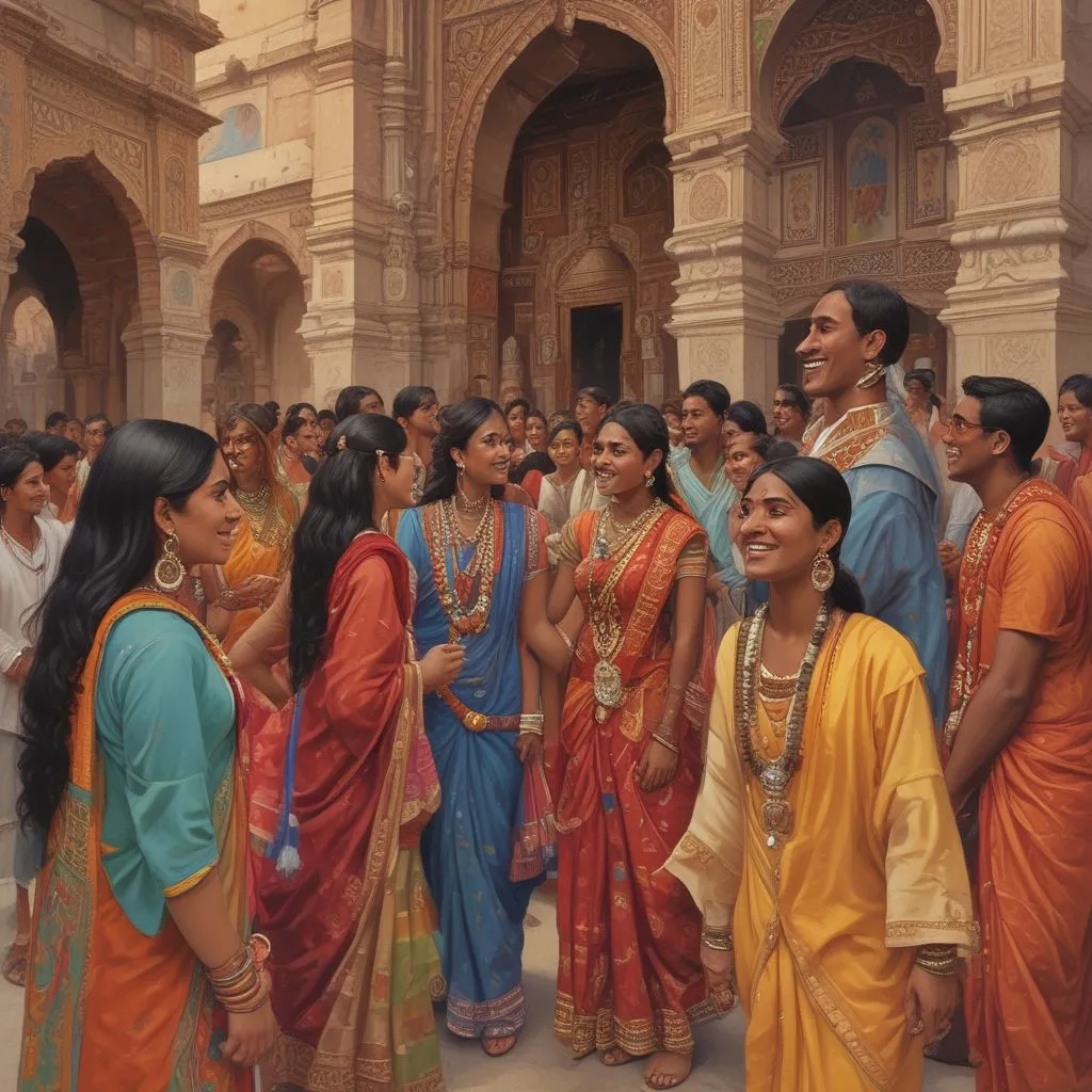 Indian students enjoying a cultural event abroad