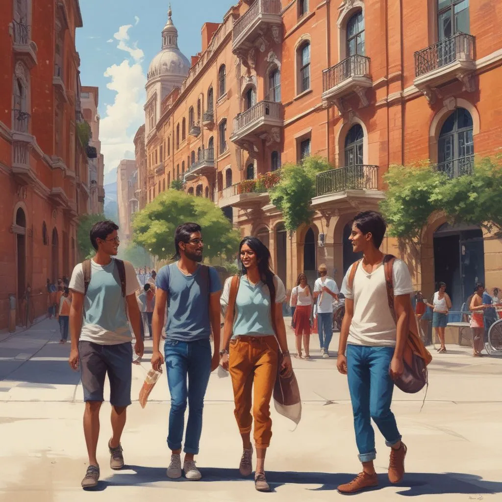Indian students enjoying campus life abroad