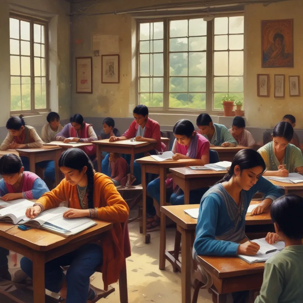Indian students in a foreign classroom