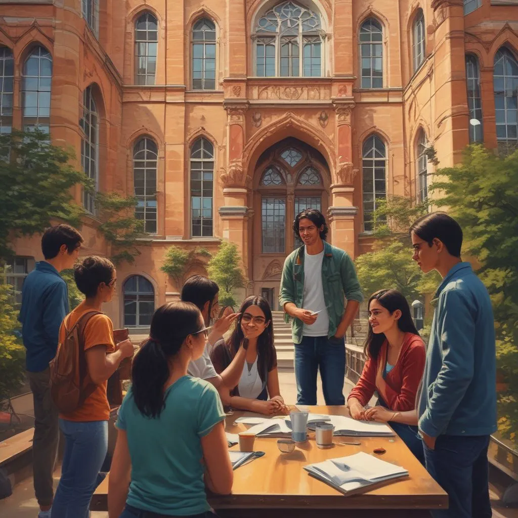 Indian students in a German university setting